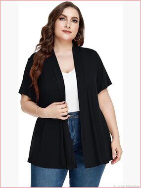 Short Sleeve Cardigan Open Front Lightweight Plus Size Summer Cover Up